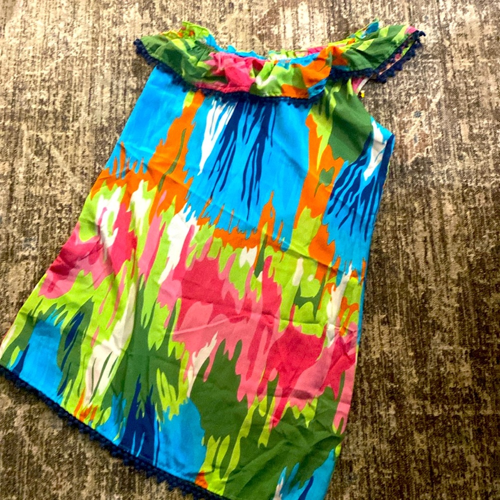 Mud Pie womens cold shoulder tropical dress with lace trim Sz M